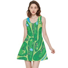 Golf Course Par Golf Course Green Inside Out Reversible Sleeveless Dress by Cowasu
