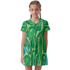 Golf Course Par Golf Course Green Kids  Asymmetric Collar Dress by Cowasu