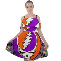 Gratefuldead Grateful Dead Pattern Cut Out Shoulders Chiffon Dress by Cowasu