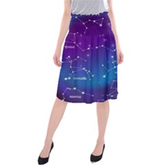 Realistic Night Sky With Constellations Midi Beach Skirt by Cowasu