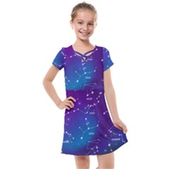 Realistic Night Sky With Constellations Kids  Cross Web Dress by Cowasu