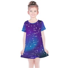 Realistic Night Sky With Constellations Kids  Simple Cotton Dress by Cowasu