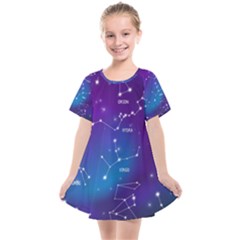 Realistic Night Sky With Constellations Kids  Smock Dress by Cowasu
