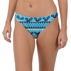 Blue Christmas Vintage Ethnic Seamless Pattern Band Bikini Bottoms