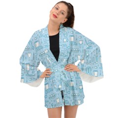 Dentist Blue Seamless Pattern Long Sleeve Kimono