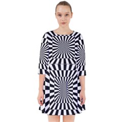 Optical-illusion-chessboard-tunnel Smock Dress