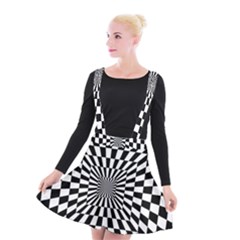 Optical-illusion-chessboard-tunnel Suspender Skater Skirt