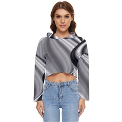 Waves-black-and-white-modern Women s Lightweight Cropped Hoodie