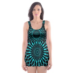 Ornament-district-turquoise Skater Dress Swimsuit