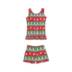 Christmas-papers-red-and-green Kids  Boyleg Swimsuit