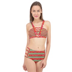 Christmas-papers-red-and-green Cage Up Bikini Set