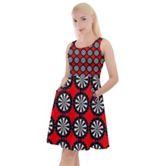 Darts-dart-board-board-target-game Knee Length Skater Dress With Pockets by Bedest