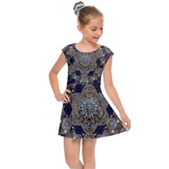 Flowers Of Diamonds In Harmony And Structures Of Love Kids  Cap Sleeve Dress by pepitasart