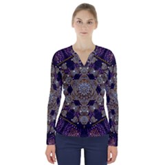 Flowers Of Diamonds In Harmony And Structures Of Love V-neck Long Sleeve Top by pepitasart