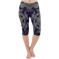 Flowers Of Diamonds In Harmony And Structures Of Love Lightweight Velour Cropped Yoga Leggings by pepitasart