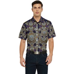 Flowers Of Diamonds In Harmony And Structures Of Love Men s Short Sleeve Pocket Shirt  by pepitasart