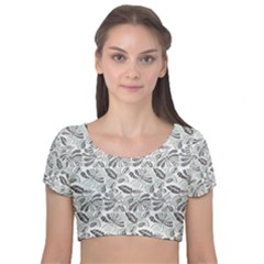 Batik Klasik In Indonesia Velvet Short Sleeve Crop Top 