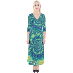 Fractal Quarter Sleeve Wrap Maxi Dress by nateshop