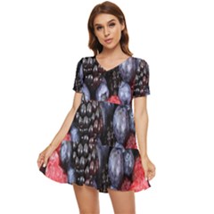 Berries-01 Tiered Short Sleeve Babydoll Dress by nateshop