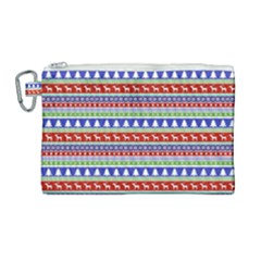 Christmas-color-stripes Pattern Canvas Cosmetic Bag (large)