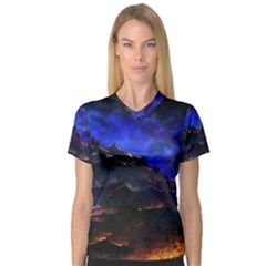 Landscape-sci-fi-alien-world V-neck Sport Mesh T-shirt