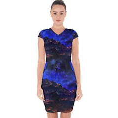 Landscape-sci-fi-alien-world Capsleeve Drawstring Dress 