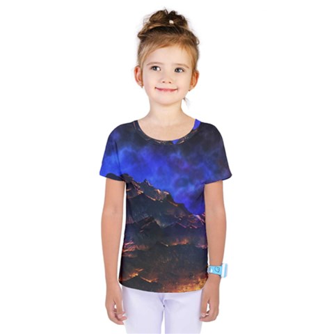 Landscape-sci-fi-alien-world Kids  One Piece T-shirt by Bedest