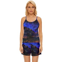 Landscape-sci-fi-alien-world Satin Pajama Short Set