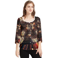 Library-tunnel-books-stacks Chiffon Quarter Sleeve Blouse