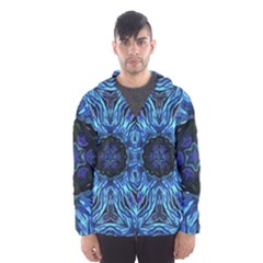 Background-blue-flower Men s Hooded Windbreaker