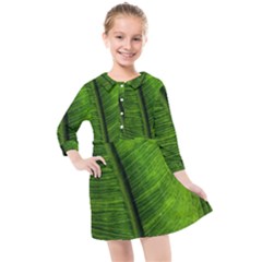 Green-leaf-plant-freshness-color Kids  Quarter Sleeve Shirt Dress