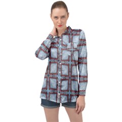 Pattern-cross-geometric-shape Long Sleeve Satin Shirt