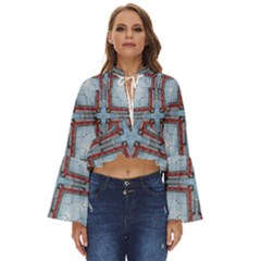 Pattern-cross-geometric-shape Boho Long Bell Sleeve Top