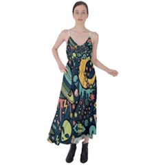 Alien Ocket Space Aesthetic Pattern Tie Back Maxi Dress by pakminggu