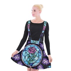 Cathedral Rosette Stained Glass Beauty And The Beast Suspender Skater Skirt by Cowasu