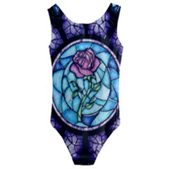 Cathedral Rosette Stained Glass Beauty And The Beast Kids  Cut-out Back One Piece Swimsuit by Cowasu