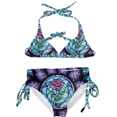 Cathedral Rosette Stained Glass Beauty And The Beast Kids  Classic Bikini Set by Cowasu