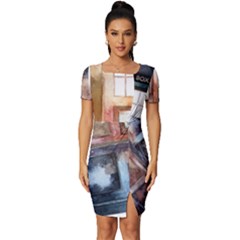 Tardis Doctor Who Transparent Fitted Knot Split End Bodycon Dress by Cowasu