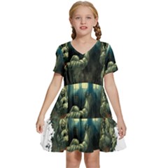 Time Machine Doctor Who Kids  Short Sleeve Tiered Mini Dress by Cowasu