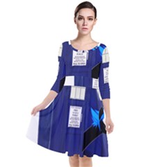 Tardis-doctor-who Quarter Sleeve Waist Band Dress by Cowasu