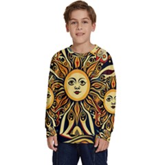 Boho Sun Kids  Crewneck Sweatshirt by Valentinaart