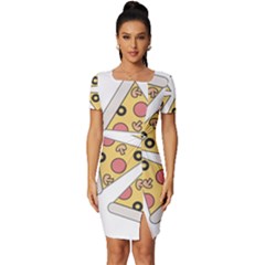 Pizza-slice-food-italian Fitted Knot Split End Bodycon Dress by Cowasu