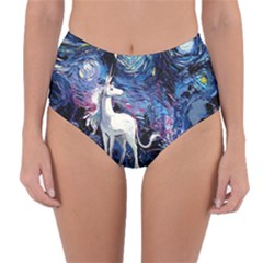 Unicorn Starry Night Print Van Gogh Reversible High-waist Bikini Bottoms by Sarkoni