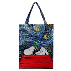 Dog Cartoon Vincent Van Gogh s Starry Night Parody Classic Tote Bag by Sarkoni