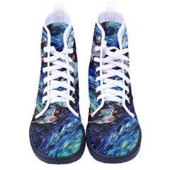 Spaceship Galaxy Parody Art Starry Night Women s High-top Canvas Sneakers by Sarkoni