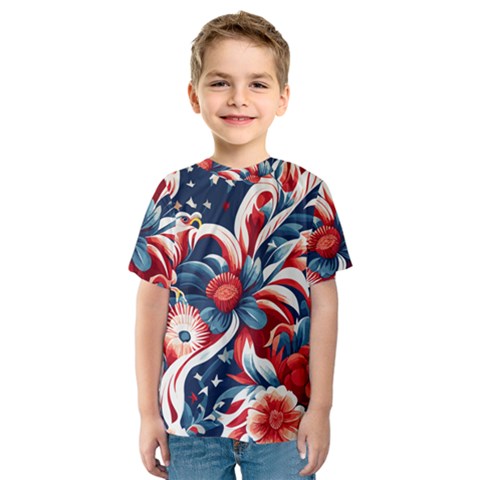 America Pattern Kids  Sport Mesh T-shirt by Valentinaart
