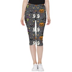 Halloween Pattern Bat Inside Out Lightweight Velour Capri Leggings  by Bangk1t