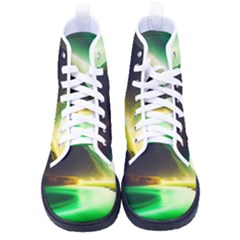 Aurora Lake Neon Colorful Women s High-top Canvas Sneakers by Bangk1t