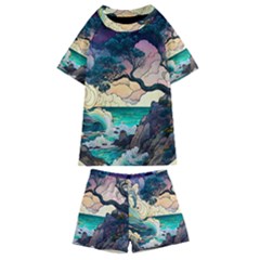 Tree Wave Ocean Kids  Swim T-shirt And Shorts Set by Bangk1t