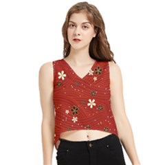 Flower Washi Floral Background V-neck Cropped Tank Top by Ravend